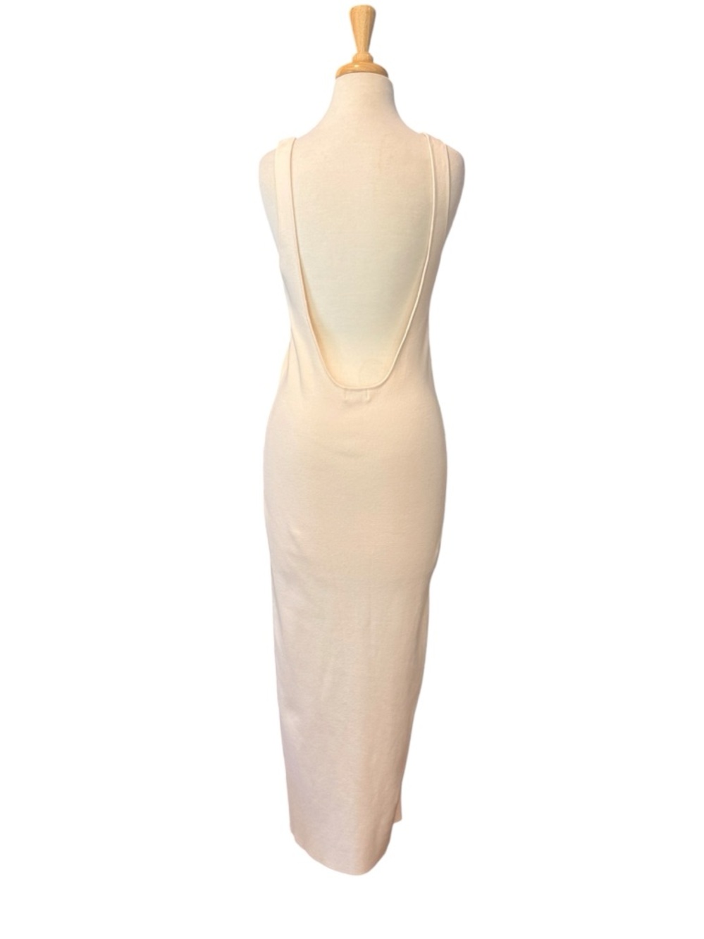 MESHKI Amara Scoop Neck Low Back Knit Maxi Dress Cream Size Medium NWOT - Picture 3 of 13